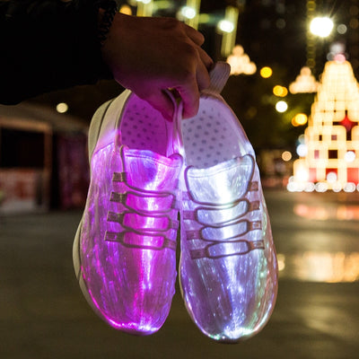 Summer Led Fiber Optic Shoes for Girls Boys Men Women USB Recharge Glowing Sneakers Man Light Up Shoes Sports Shoes