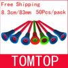 Free Shipping 50pcs/bag Multi Color 8.3CM Plastic New Golf Tees Rubber Cushion Top