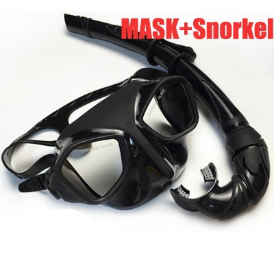 DEEPGEAR Top Scuba diving gears and snorkel equipment Black silicone diving mask Low profile spearfishing mask flexable snorkel