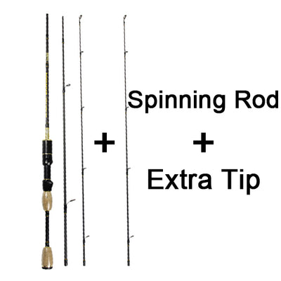 Spinpoler 1.8m Ul Fishing Rod Spinning Casting 3 Sections Travel Carbon Rod Lure 0.8-5g Baitcasting Spinning UL Fishing Rod