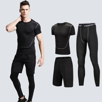 2018 Quick Dry Men's Running Sets 3/4/5pcs/sets Compression Sport Suits Basketball Tights Clothes Gym Fitness Jogging Sportswear