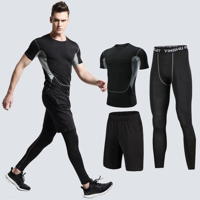 2018 Quick Dry Men's Running Sets 3/4/5pcs/sets Compression Sport Suits Basketball Tights Clothes Gym Fitness Jogging Sportswear