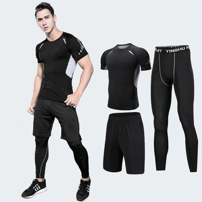 2018 Quick Dry Men's Running Sets 3/4/5pcs/sets Compression Sport Suits Basketball Tights Clothes Gym Fitness Jogging Sportswear