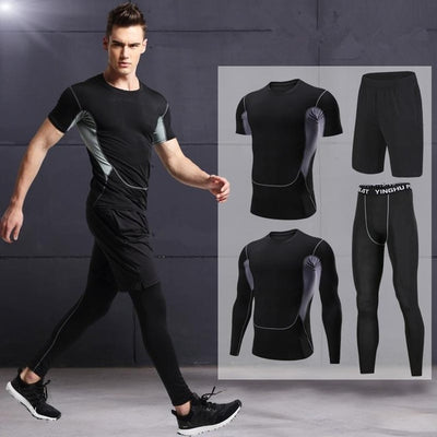 2018 Quick Dry Men's Running Sets 3/4/5pcs/sets Compression Sport Suits Basketball Tights Clothes Gym Fitness Jogging Sportswear