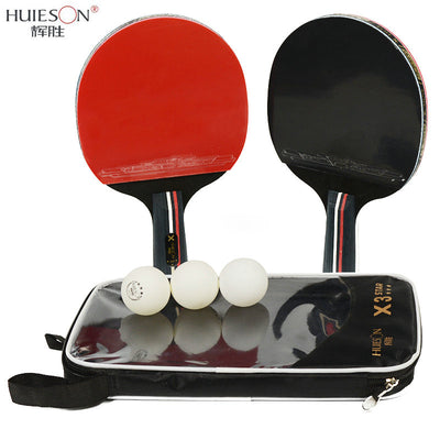 Huieson 2pcs/lot Table Tennis Bat Racket Double Face Pimples In Long Short Handle Ping Pong Paddle Racket Set With Bag 3 Balls