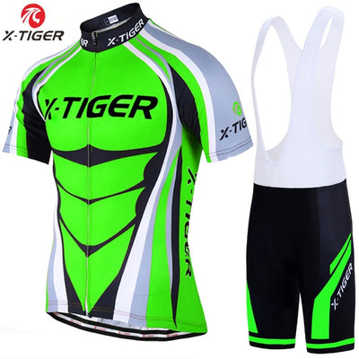 X-Tiger Flour Green Cycling Jerseys Set Mountain Bike Clothes Sportswear Racing Bicycle Cycling Clothing Maillot Ropa Ciclismo