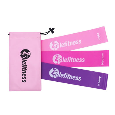 Olefitness Resistance Loop Bands Pink Set of 3 with Carrying Bag Elastic Bands Women Exercise Equipment for Home and Gym Workout