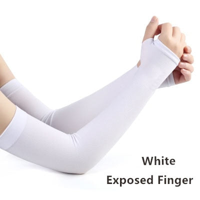 Men Pure Color Arm Sleeve Sport Running Cycling Golf Fishing Fingerless Arm Warmers Women Ciclismo Basketball Cuff Sleeves