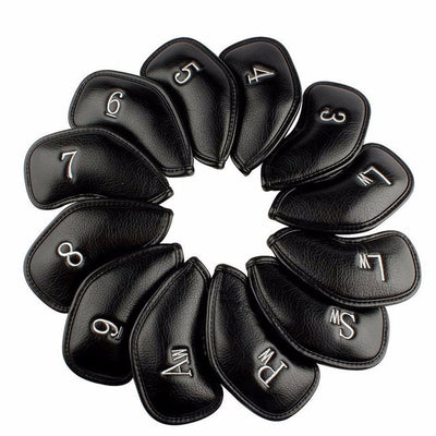 Mounchain 12PCS/Set Exquisite PU Golf Club Iron Head Covers Protector Golf Head cover Sets Iron Club Head Cover Accessories