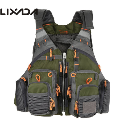 Lixada Fishing Vest Breathable Outdoor Sports Fly Swimming Life Safety Waistcoat Survival Utility Fly Vest Colete Salva-Vidas