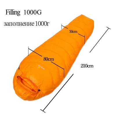 WINGACE Fill 1000G Goose down sleeping bag adult mummy ultralight hike winter tourist outdoor Equipment camping sleep bags