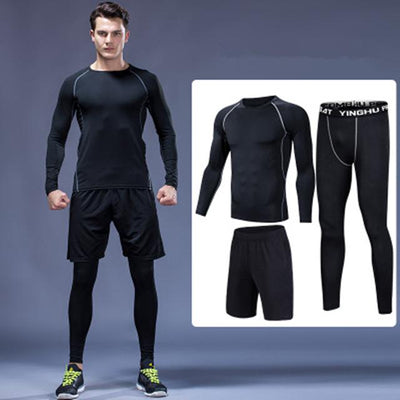 Men's Compression Sportswear Suits Gym Tights Training Clothes Workout Jogging Sports Set Running Tracksuit Dry Fit Plus Size