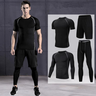 Men's Compression Sportswear Suits Gym Tights Training Clothes Workout Jogging Sports Set Running Tracksuit Dry Fit Plus Size