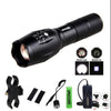 Green/Red/White Hunting Light 5000 Lumens Tactical Adjustable Focus Torch+Hunting Mount+18650 Battery Set+Remote Pressure Switch