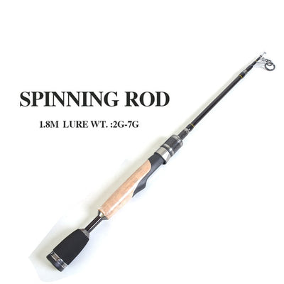 Carbon Telescopic UL Fishing Rod pole 1.8m 2g-7g Ultralight Portable Travel Spinning Casting Rods with Rod Bag for Trout Pike