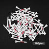 100pcs 54mm Golf Tees Wooden Professional System White Striped Digital Scale Golf Tees Accessories Golf Training Aids