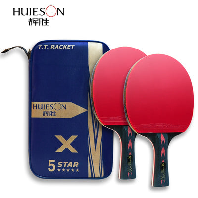 Huieson 2Pcs Upgraded 5 Star Carbon Table Tennis Racket Set Lightweight Powerful Ping Pong Paddle Bat with Good Control