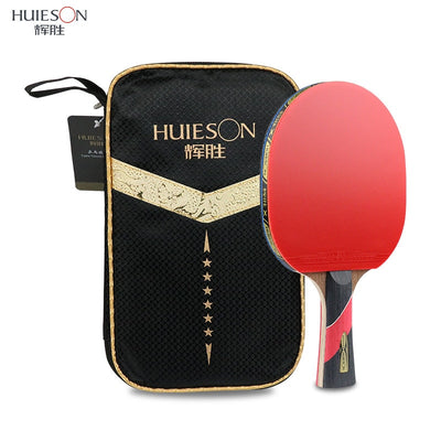 HUIESON 6 Star Table Tennis Racket Wenge Wood & Carbon Fiber Blade  Sticky Pimples-in Rubber Super Powerful Ping Pong Racket Bat