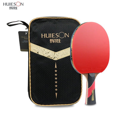 HUIESON 6 Star Table Tennis Racket Wenge Wood & Carbon Fiber Blade  Sticky Pimples-in Rubber Super Powerful Ping Pong Racket Bat