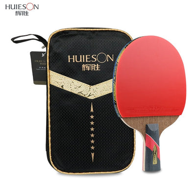 HUIESON 6 Star Table Tennis Racket Wenge Wood & Carbon Fiber Blade  Sticky Pimples-in Rubber Super Powerful Ping Pong Racket Bat