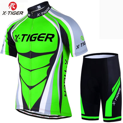 X-Tiger Flour Green Cycling Jerseys Set Mountain Bike Clothes Sportswear Racing Bicycle Cycling Clothing Maillot Ropa Ciclismo