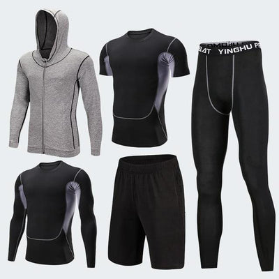 2018 Quick Dry Men's Running Sets 3/4/5pcs/sets Compression Sport Suits Basketball Tights Clothes Gym Fitness Jogging Sportswear