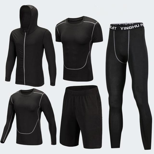 2018 Quick Dry Men's Running Sets 3/4/5pcs/sets Compression Sport Suits Basketball Tights Clothes Gym Fitness Jogging Sportswear