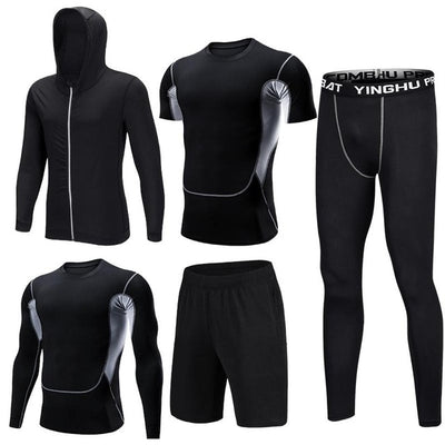 2018 Quick Dry Men's Running Sets 3/4/5pcs/sets Compression Sport Suits Basketball Tights Clothes Gym Fitness Jogging Sportswear