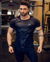 2019 GYM Sport Running Men T shirt Fitness Slim High Elasticity Breathable Quick Dry Bodybuilding Tight Mens Tshirt Men Tee Tops