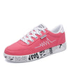 HZXINLIVE 2019 Fashion Women Vulcanized Shoes Sneakers Ladies Lace-up Casual Shoes Breathable Walking Canvas Shoes Graffiti Flat