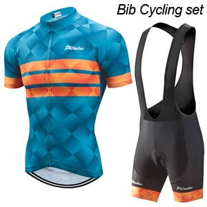 Phtxolue Cycling Clothing Men Set Bike Clothing Breathable Anti-UV Bicycle Wear/Short Sleeve Cycling Jersey Sets