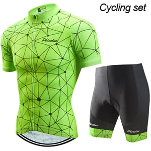 Phtxolue Cycling Clothing Men Set Bike Clothing Breathable Anti-UV Bicycle Wear/Short Sleeve Cycling Jersey Sets