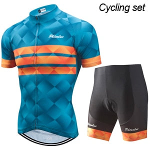 Phtxolue Cycling Clothing Men Set Bike Clothing Breathable Anti-UV Bicycle Wear/Short Sleeve Cycling Jersey Sets