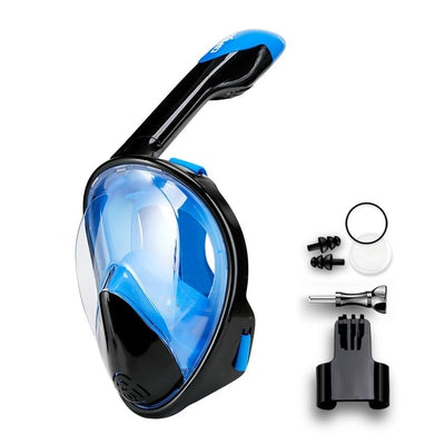 COPOZZ Full Face Snorkel Diving Mask Set Anti Fog Goggles with Camera Mount Compatible Underwater Wide View for Adult Youth