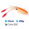 FSTK 15cm/20g/60g UV Glow Squid Soft Plastic Fishing Lure with lead insert  Glow squid lure squid fishing