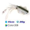 FSTK 15cm/20g/60g UV Glow Squid Soft Plastic Fishing Lure with lead insert  Glow squid lure squid fishing