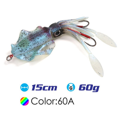 FSTK 15cm/20g/60g UV Glow Squid Soft Plastic Fishing Lure with lead insert  Glow squid lure squid fishing