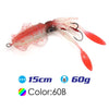 FSTK 15cm/20g/60g UV Glow Squid Soft Plastic Fishing Lure with lead insert  Glow squid lure squid fishing