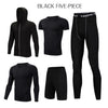 REXCHI 5 Pcs/Set Men's Tracksuit Sports Suit Gym Fitness Compression Clothes Running Jogging Sport Wear Exercise Workout Tights