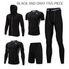 REXCHI 5 Pcs/Set Men's Tracksuit Sports Suit Gym Fitness Compression Clothes Running Jogging Sport Wear Exercise Workout Tights