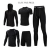 REXCHI 5 Pcs/Set Men's Tracksuit Sports Suit Gym Fitness Compression Clothes Running Jogging Sport Wear Exercise Workout Tights