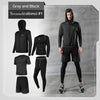 REXCHI 5 Pcs/Set Men's Tracksuit Gym Fitness Compression Sports Suit Clothes Running Jogging Sport Wear Exercise Workout Tights