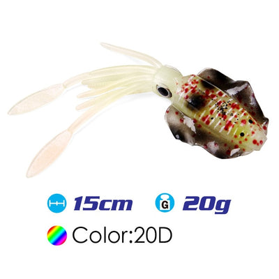 FSTK 15cm/20g/60g UV Glow Squid Soft Plastic Fishing Lure with lead insert  Glow squid lure squid fishing