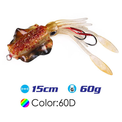 FSTK 15cm/20g/60g UV Glow Squid Soft Plastic Fishing Lure with lead insert  Glow squid lure squid fishing