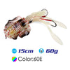 FSTK 15cm/20g/60g UV Glow Squid Soft Plastic Fishing Lure with lead insert  Glow squid lure squid fishing