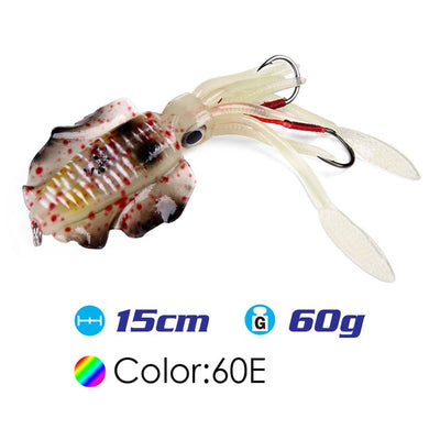 FSTK 15cm/20g/60g UV Glow Squid Soft Plastic Fishing Lure with lead insert  Glow squid lure squid fishing