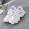 Fashion Lady Casual White Shoes Women Sneaker Black Leisure Thick Soled Shoes Flats Cross-tied Lace-Up White female student