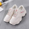 Fashion Lady Casual White Shoes Women Sneaker Black Leisure Thick Soled Shoes Flats Cross-tied Lace-Up White female student