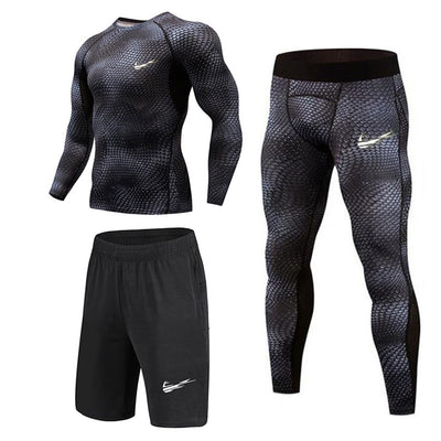 New Compression Men's Sport Suits Quick Dry Running sets Clothes Sports Joggers Training Gym Fitness Tracksuits Running 3Pcs/Set