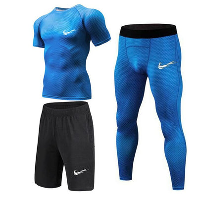 New Compression Men's Sport Suits Quick Dry Running sets Clothes Sports Joggers Training Gym Fitness Tracksuits Running 3Pcs/Set